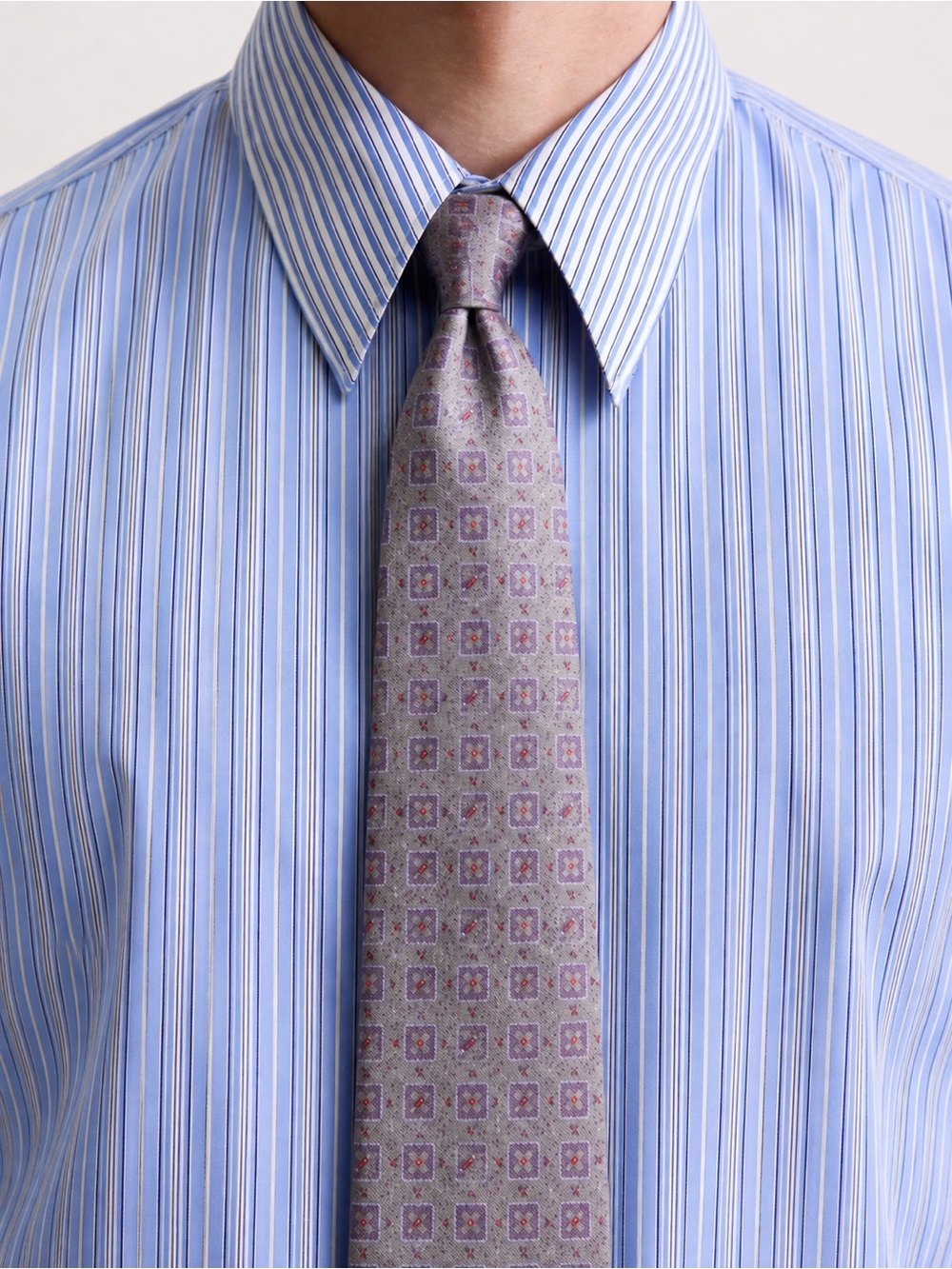 Yves Saint Laurent Lavender Gray Silk Tie